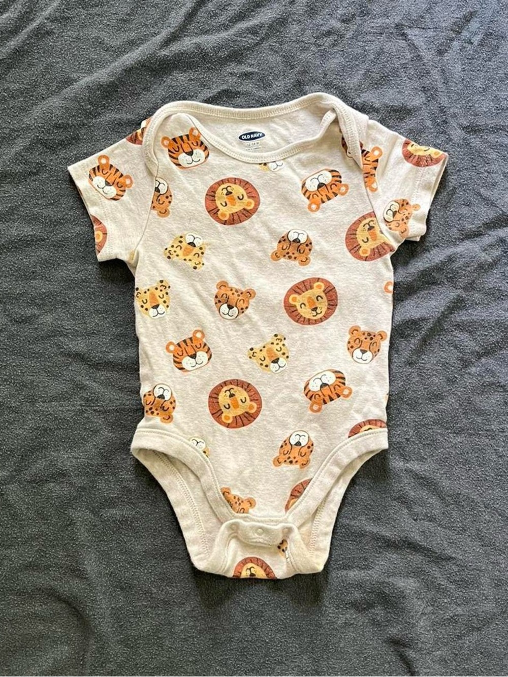 Old Navy baby short sleeve onesie with safari animal print